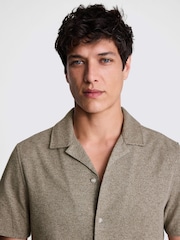 MOSS Natural Knitted Cuban Collar Shirt - Image 3 of 5