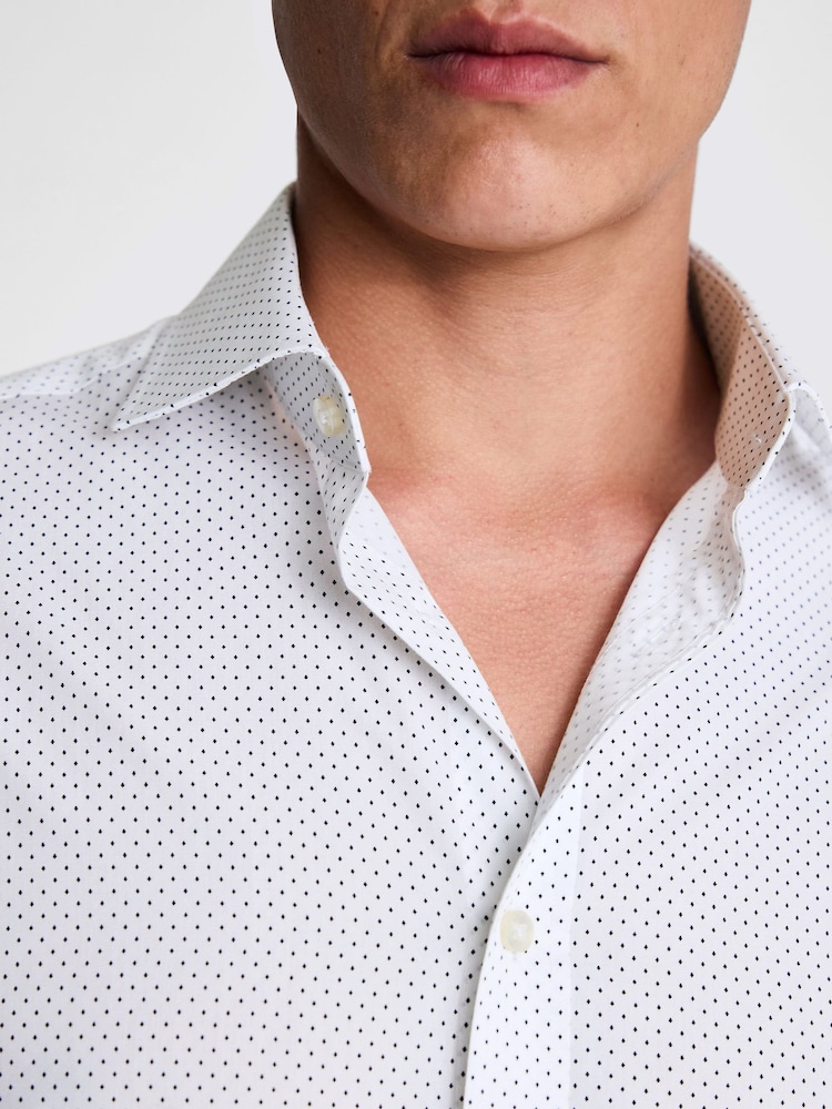MOSS White Regular Fit Sky Print Contrast Shirt - Image 2 of 4