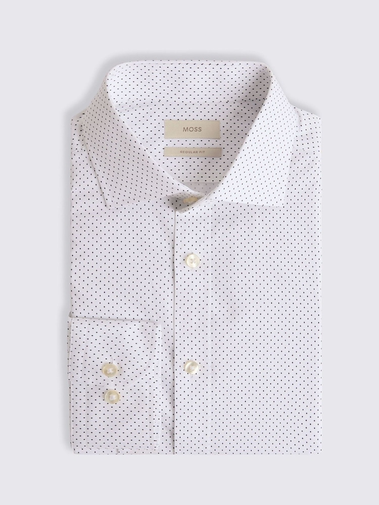 MOSS White Regular Fit Sky Print Contrast Shirt - Image 4 of 4