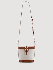 Pavers White-Tan Buckle Fasten Crossbody Bag - Image 1 of 1