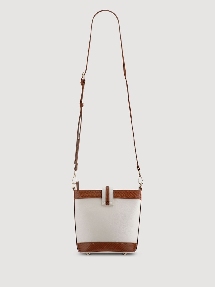 Pavers White-Tan Buckle Fasten Crossbody Bag - Image 2 of 3