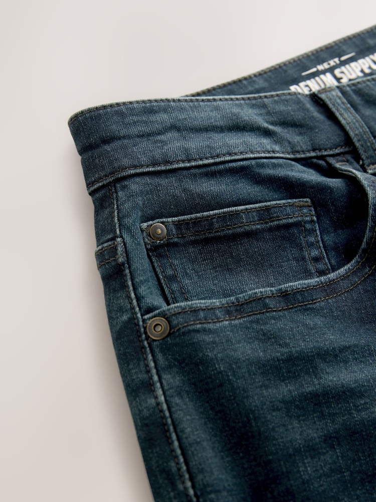Blue Dark Washed Regular Tapered Fit Classic Stretch Jeans - Image 11 of 11