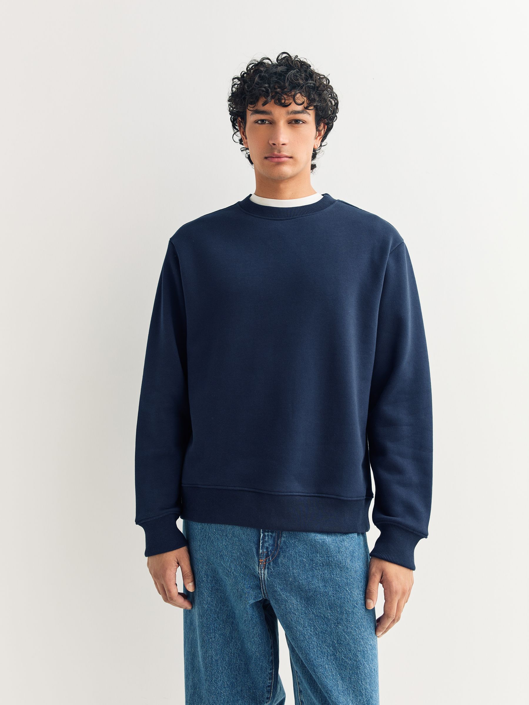 Buy Black/Navy Blue/Grey Marl Heavyweight Cotton Rich Jersey Crew