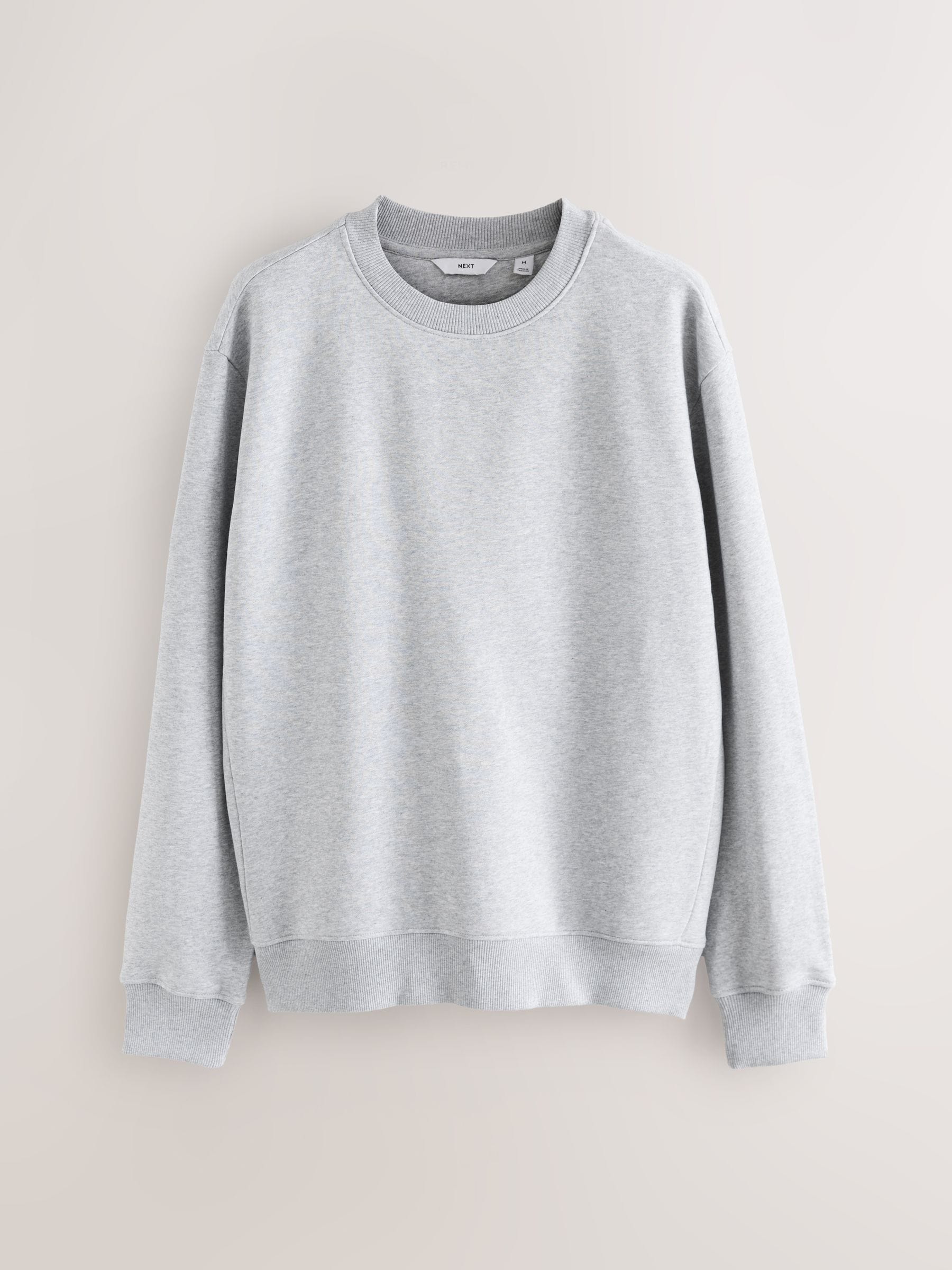 Buy Black/Navy Blue/Grey Marl Heavyweight Cotton Rich Jersey Crew