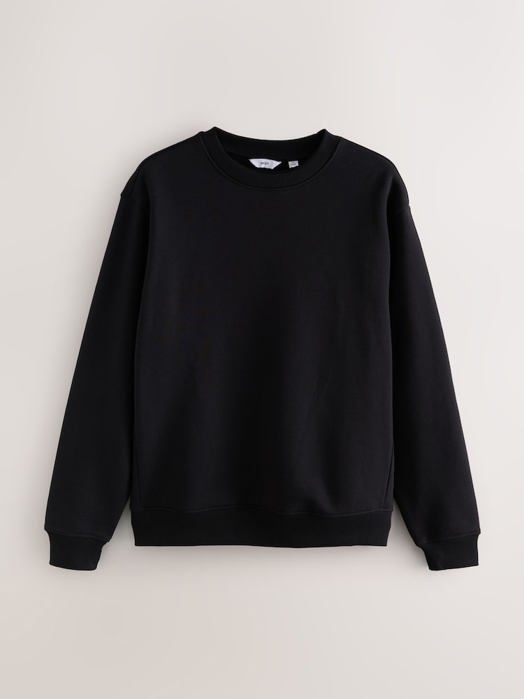 Black/Chocolate Brown Cotton Rich Jersey Crew Sweatshirts 2 Pack - Image 2 of 5 Black/Chocolate Brown Cotton Rich Jersey Crew Sweatshirts 2 Pack - Image 2 of 5