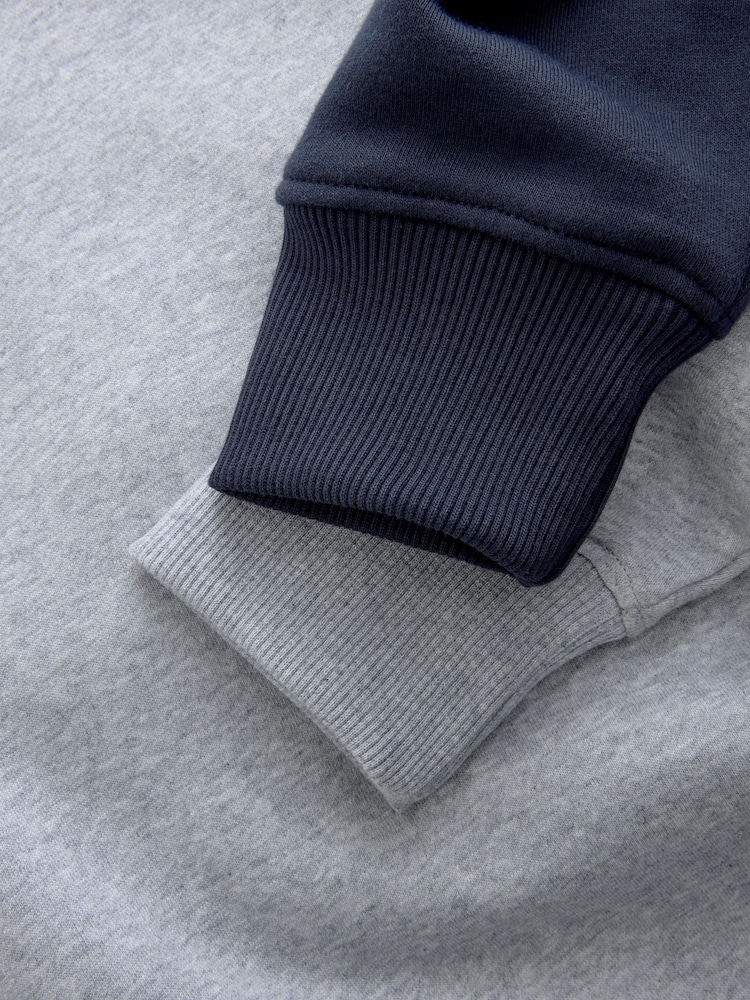 Navy Blue/Green Cotton Rich Jersey Crew Sweatshirts 2 Pack - Image 5 of 5