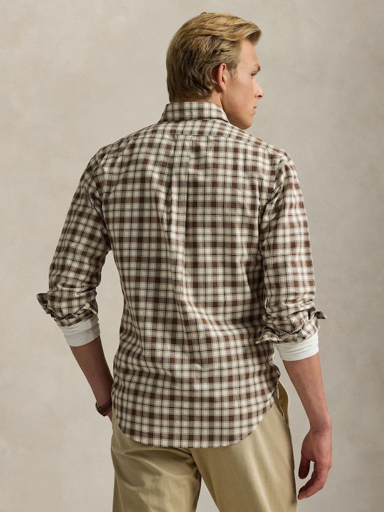 Polo Ralph Lauren Natural Custom Fit Plaid Oxford Shirt - Image 2 of 5