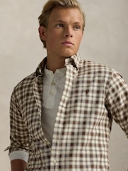 Polo Ralph Lauren Natural Custom Fit Plaid Oxford Shirt - Image 5 of 5