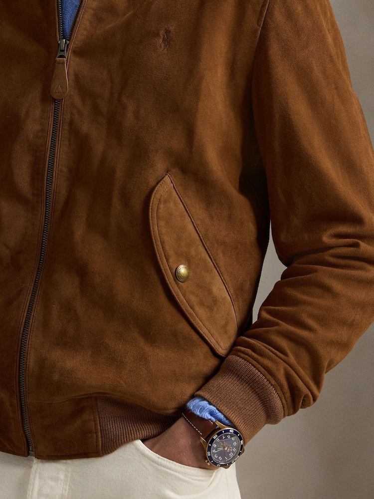Polo Ralph Lauren Brown Suede Bomber Jacket - Image 8 of 8