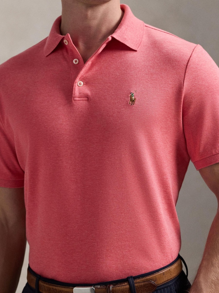 Polo Ralph Lauren Dark Pink Custom Slim Fit Soft Polo Shirt - Image 5 of 5