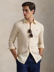 Polo Ralph Lauren Cream Custom Fit Linen Shirt - Image 1 of 4