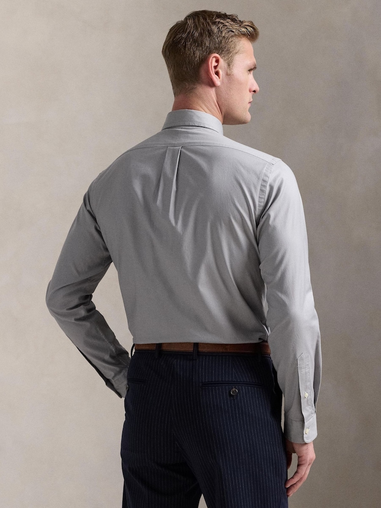 Polo Ralph Lauren Grey Custom Fit Stretch Oxford Shirt - Image 2 of 5