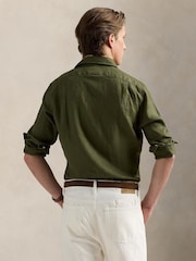 Polo Ralph Lauren Green Custom Fit Linen Shirt - Image 2 of 5