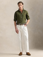 Polo Ralph Lauren Green Custom Fit Linen Shirt - Image 3 of 5