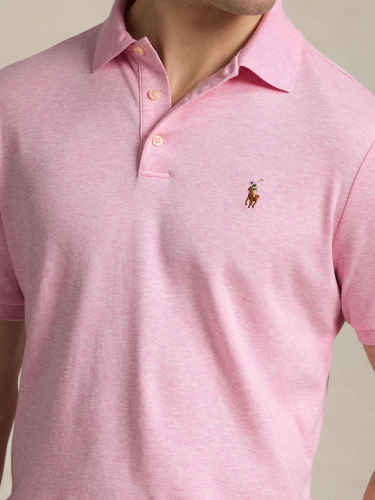 Polo Ralph Lauren Pink Custom Slim Fit Soft Polo Shirt - Image 4 of 4