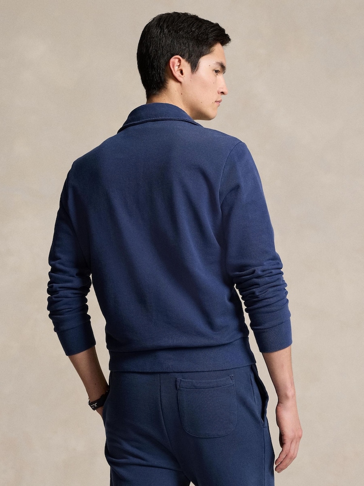 Polo Ralph Lauren Blue Loopback Fleece Quarter-Zip Sweatshirt - Image 2 of 4