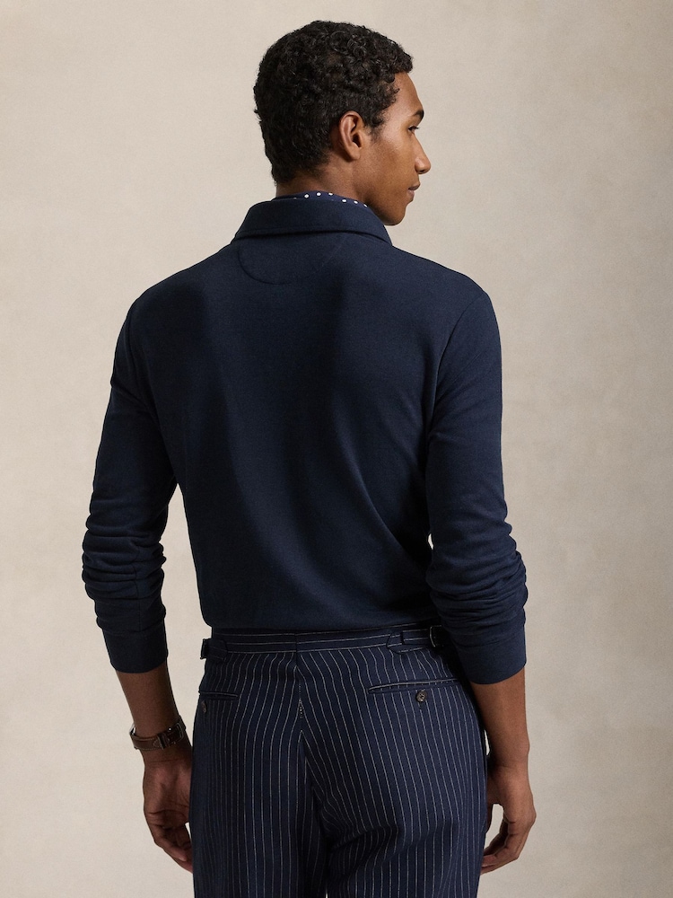 Polo Ralph Lauren Blue Luxury Jersey Polo Shirt - Image 2 of 4