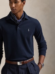 Polo Ralph Lauren Blue Luxury Jersey Polo Shirt - Image 4 of 4