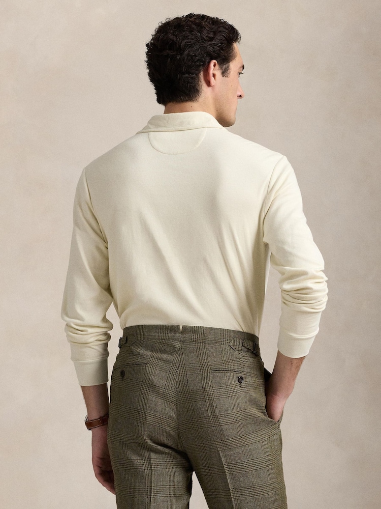 Polo Ralph Lauren Cream Luxury Jersey Polo Shirt - Image 2 of 4