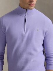 Polo Ralph Lauren Purple Polo Ralph Lauren Mesh-Knit Cotton Quarter-Zip Sweater - Image 4 of 4