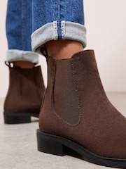 Friends Like These Chocolate Brown Comfort Chelsea Ankle Boots - Image 2 of 5