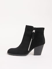 Friends Like These Black Standard fit Stacked Heel Faux Suede Cuban Ankle Boots - Image 5 of 5