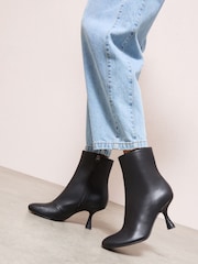 Friends Like These Black Faux Leather Mid Heel Formal Stretch Ankle Sock Boots - Image 2 of 5