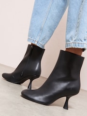 Friends Like These Black Faux Leather Mid Heel Formal Stretch Ankle Sock Boots - Image 3 of 5
