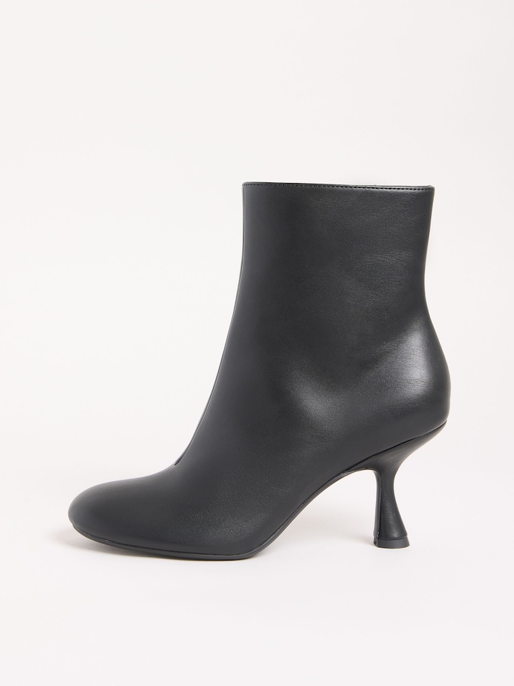 Friends Like These Black Faux Leather Mid Heel Formal Stretch Ankle Sock Boots - Image 5 of 5