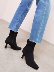 Friends Like These Black Standard fit Faux Suede Mid Heel Formal Sock Ankle Boots - Image 3 of 5