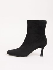 Friends Like These Black Standard fit Faux Suede Mid Heel Formal Sock Ankle Boots - Image 5 of 5
