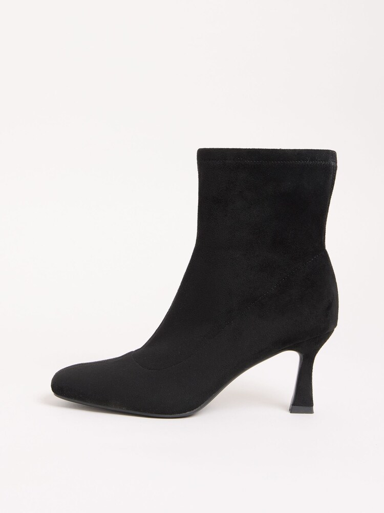 Friends Like These Black Standard fit Faux Suede Mid Heel Formal Sock Ankle Boots - Image 5 of 5