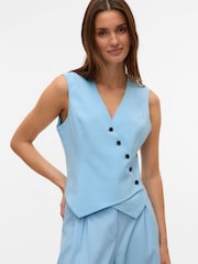 VERO MODA Blue Asymetric Button Waistcoat - Image 1 of 6
