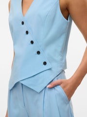 VERO MODA Blue Asymetric Button Waistcoat - Image 5 of 6