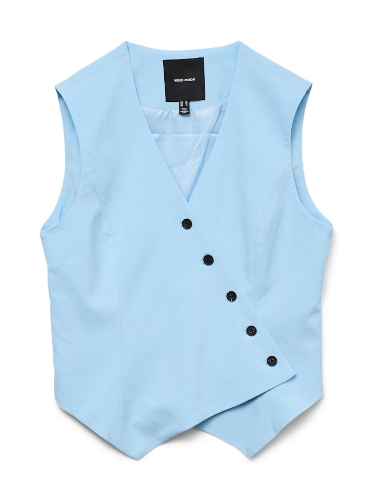 VERO MODA Blue Asymetric Button Waistcoat - Image 6 of 6