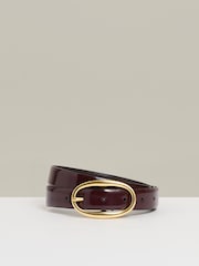 Reiss Oxblood Drew Patent-Leather Oval-Buckle Belt - Image 1 of 4