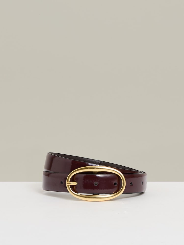 Reiss Oxblood Drew Patent-Leather Oval-Buckle Belt - Image 1 of 4