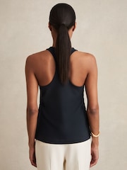 Reiss Navy Cosmo Button Side Sleeveless Top - Image 5 of 6