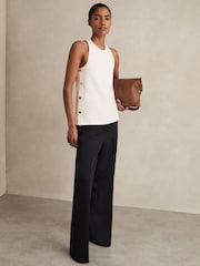 Reiss Ivory Cosmo Button Side Sleeveless Top - Image 1 of 6