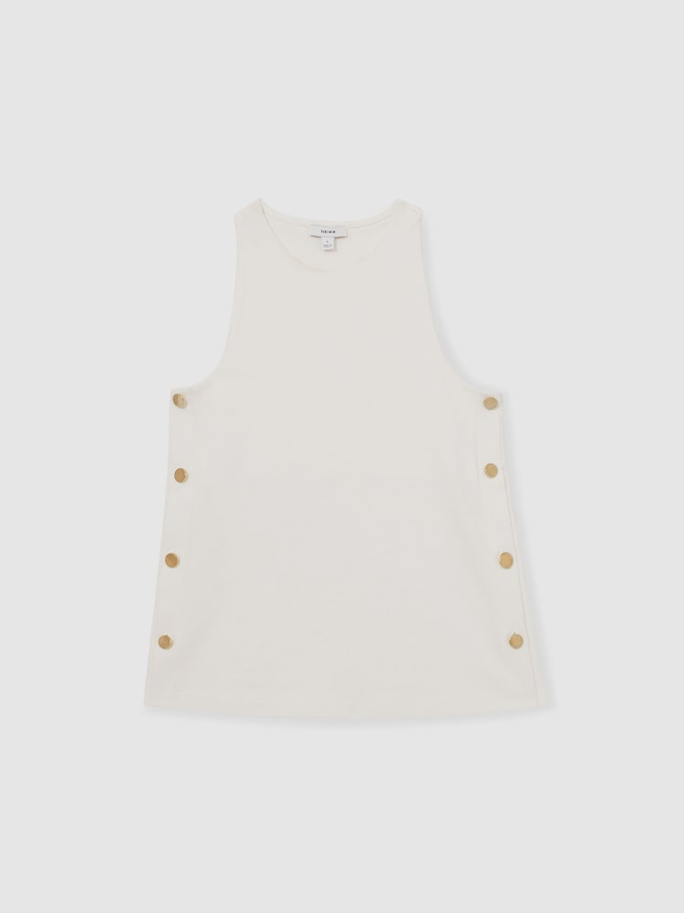 Reiss Ivory Cosmo Button Side Sleeveless Top - Image 2 of 6