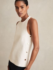 Reiss Ivory Cosmo Button Side Sleeveless Top - Image 3 of 6