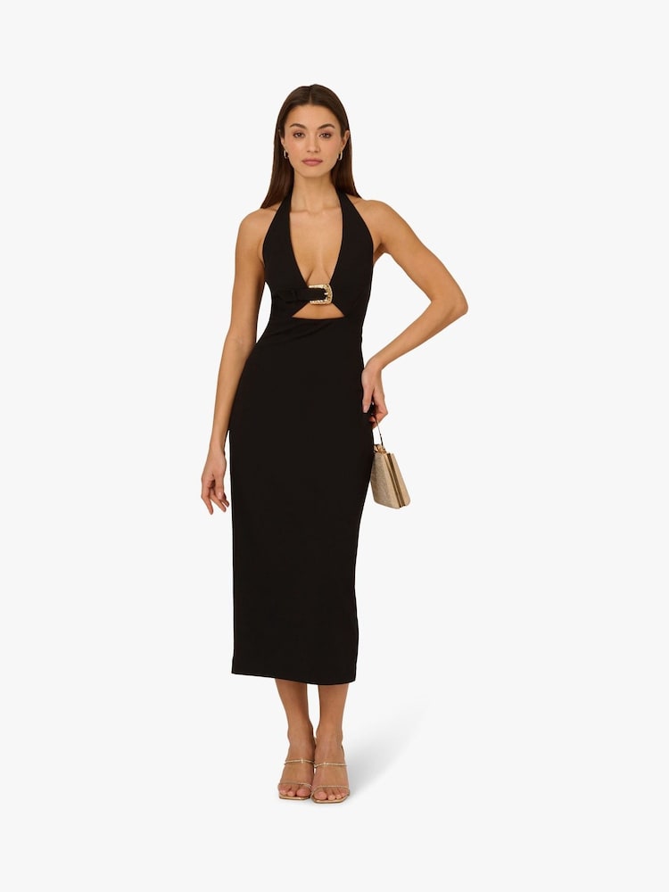 Adrianna by Adrianna Papell Knit Crepe Black Dress - Image 3 of 6