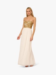 Adrianna by Adrianna Papell Beaded Strapless Long White Dress - Image 1 of 6