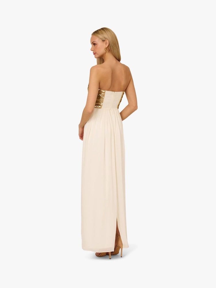 Adrianna by Adrianna Papell Beaded Strapless Long White Dress - Image 2 of 6