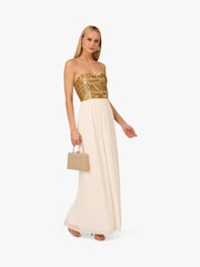 Adrianna by Adrianna Papell Beaded Strapless Long White Dress - Image 4 of 6