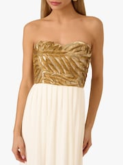 Adrianna by Adrianna Papell Beaded Strapless Long White Dress - Image 5 of 6