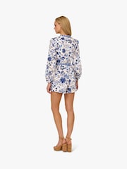 Adrianna by Adrianna Papell Print Tie Front 100% Cotton White Playsuit - Image 2 of 6
