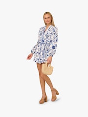 Adrianna by Adrianna Papell Print Tie Front 100% Cotton White Playsuit - Image 3 of 6