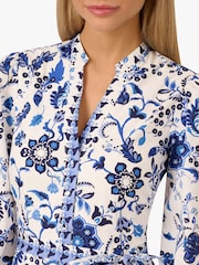 Adrianna by Adrianna Papell Print Tie Front 100% Cotton White Playsuit - Image 4 of 6