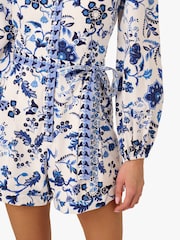 Adrianna by Adrianna Papell Print Tie Front 100% Cotton White Playsuit - Image 5 of 6